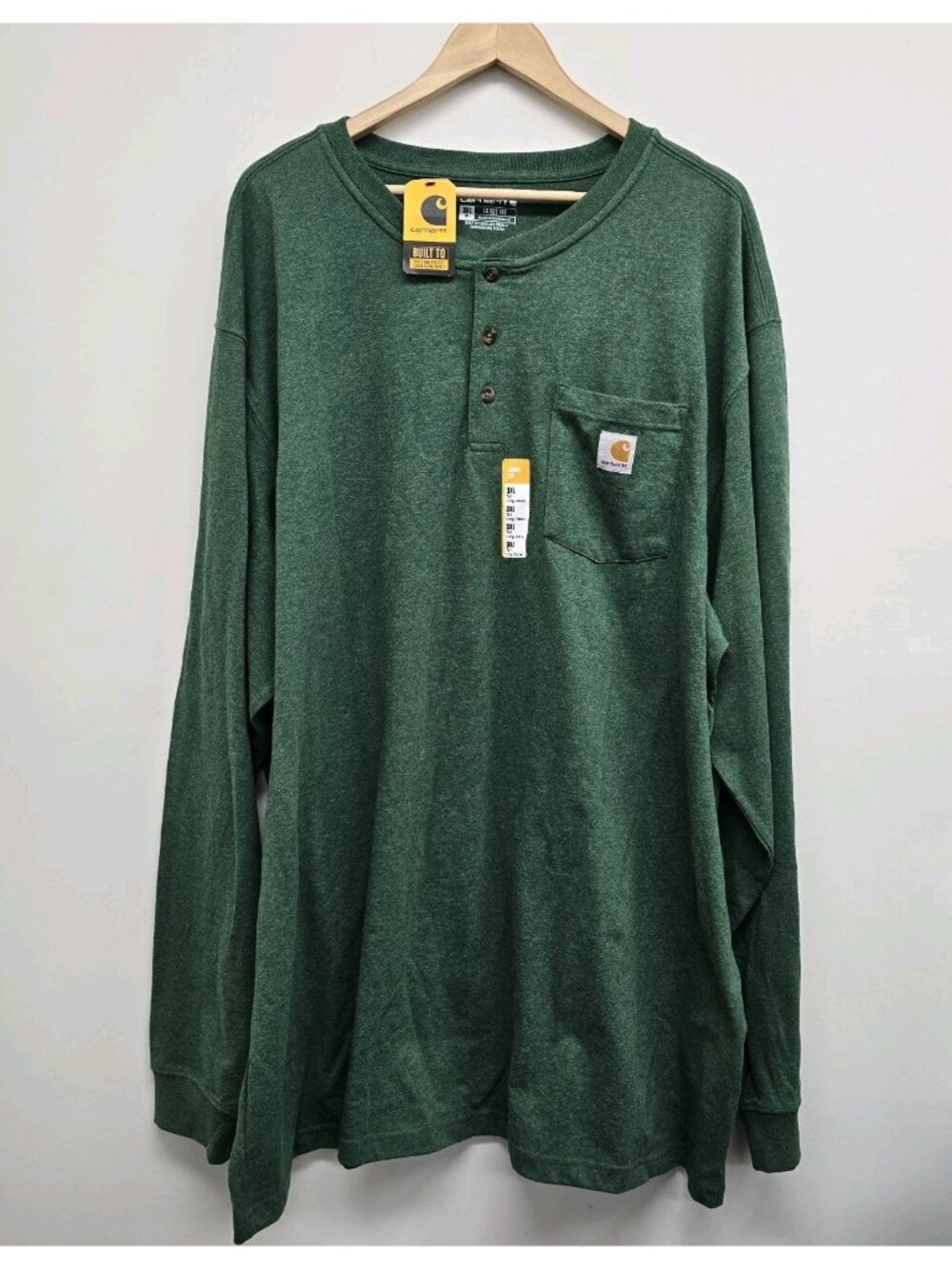 NWT Carhartt Loose Fit Heavyweight Pocket Henley Shirt Long Sleeve Sz 3XL Tall